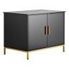 Cat Litter Box Enclosure Furniture, 27.6 in Hidden Litter Box Cabinet with Metal Legs & Handle, Modern Style Cat Washroom House End Table, Fit Most o