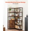 6 Tier Corner Bookshelf, 70" Tall Corner Bookcase with Storage Cabinet, 2 Barn Doors & 10 Storage Shelves, Farmhouse L Shaped Corner Display Shelf fo