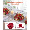 Flower Balls Arrangement Bouquet 10 PCS, 9.5-Inch Wedding Red Roses Centerpieces, Fake Flowers Kissing Balls Decor Artificial Floral Arrangements Flo