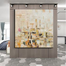 Handmade Oil Painting Color Block Gold Leaf Living Room Decoration Painting Abstract Painting Home Hanging Painting Wall Art (Style: 01, size: 60x60cm)