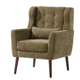 Modern Accent Chair Upholstered Foam Filled Living Room Chairs Comfy Reading Chair Mid Century Modern Chair with Chenille Fabric Lounge Arm Chair (Color: as Pic)