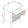 WOODEEM Fluted White Nightstand for Living Room Bedroom, 3 Drawers Side Table, Wavy Bedside End Table Light Gold Handle, 24 inch